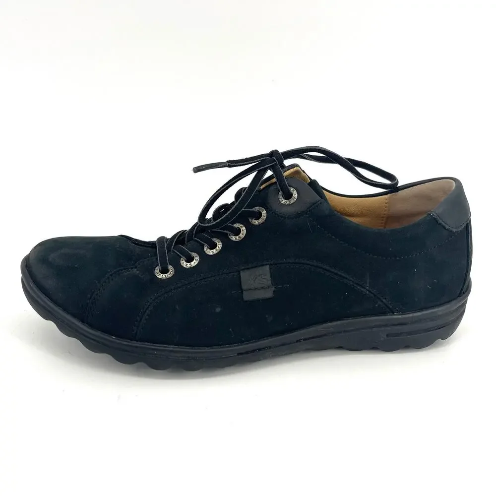 Hartjes Women's Black Nubuck Lace-Up‎ Comfort Shoes Size 6.5